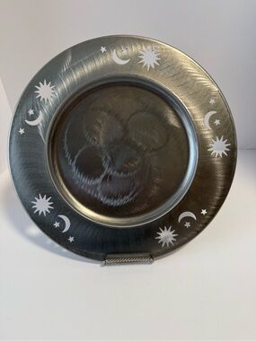 Vintage 90s Whimsigoth Celestial Metal Sun Moon Star Plate